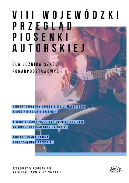 Przegląd piosenki plakat - zdjęcie przedstawia osobę grającą na gitarze