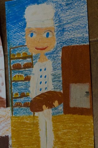 Nasz chleb powszedni - portret piekarza i próba zmierzenia się z narysowaniem chleba i bułki oraz dzielenie się chlebem po jego narysowaniu